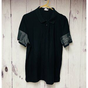 CALVIN KLEIN Mens Size XL Black Cotton Polo Short Sleeve Casual